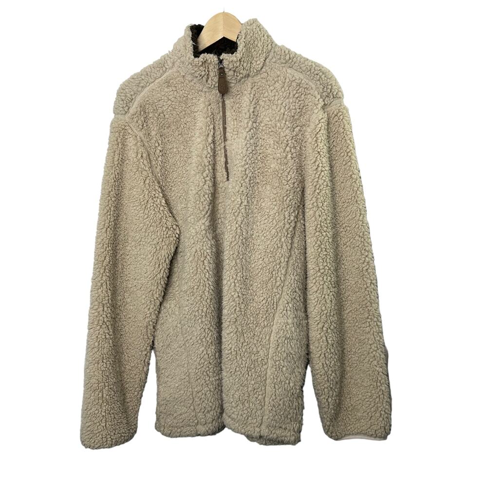 C.C. Girlie Girl Originals Tan Teddy Bear Sherpa 1/4 Zip Pullover Women's Large